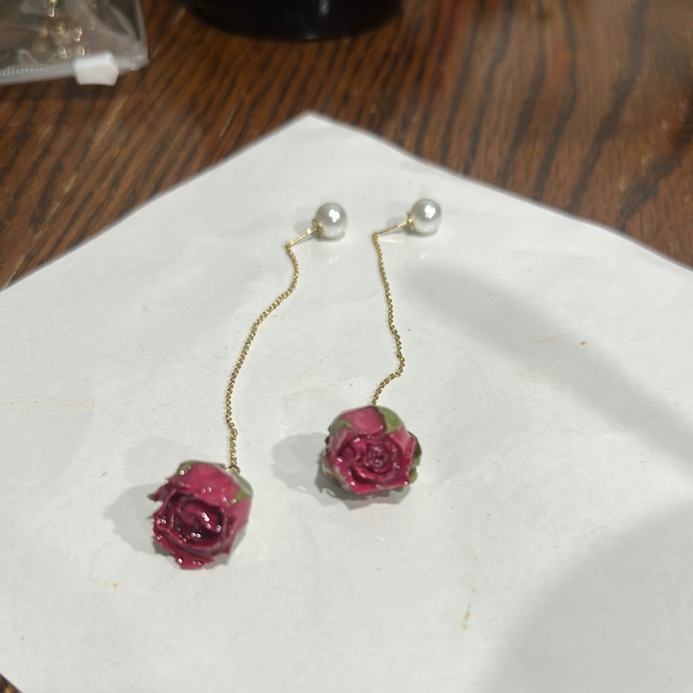 Elegant Rose Drop Earrings